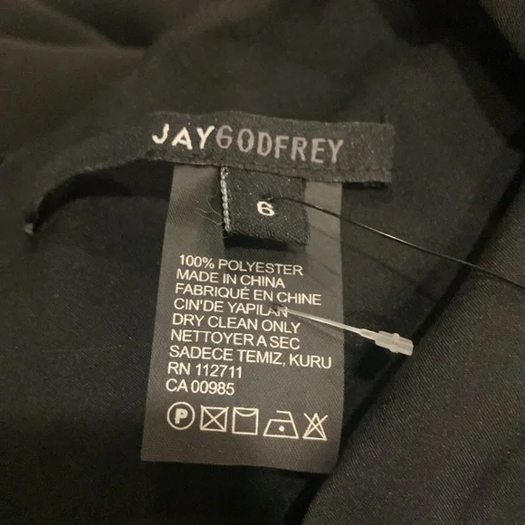 NWT JAYGODFREY GOLDWYN RUFFLE-SLEEVE V-NECK JUMPSUIT IN BLACK SIZE 6 - Picture 6 of 7